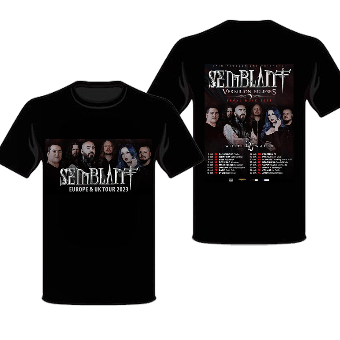 Semblant Tour 2023 Europe Sweatshirt, Semblant Tour 2023 Schedule Merch, Semblant Final Dusk Tour 2023 T-Shirt