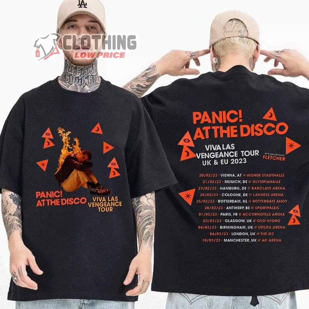 Setlist Panic At The Disco Tour 2023 Unisex Shirt, Panic At The Disco Viva Las Vengeance Tour Shirt, Panic At The Disco Tour 2023 Rock Band Sweatshirt