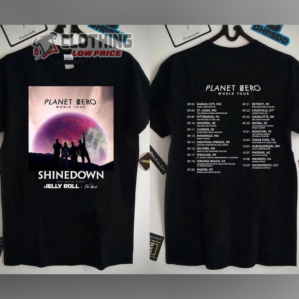 Shinedown Planet Zero World Tour 2022 Dates Setlist With Jelly Roll Merch, Shinedown Phoenix Anaheim Paris Shirt