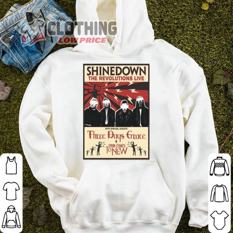 Shinedown Tour 2023 Setlist Hoodie, Shinedown Three Days Grace And From Ashes To New U.s Shirt, Shinedown Most Popular Song Merch