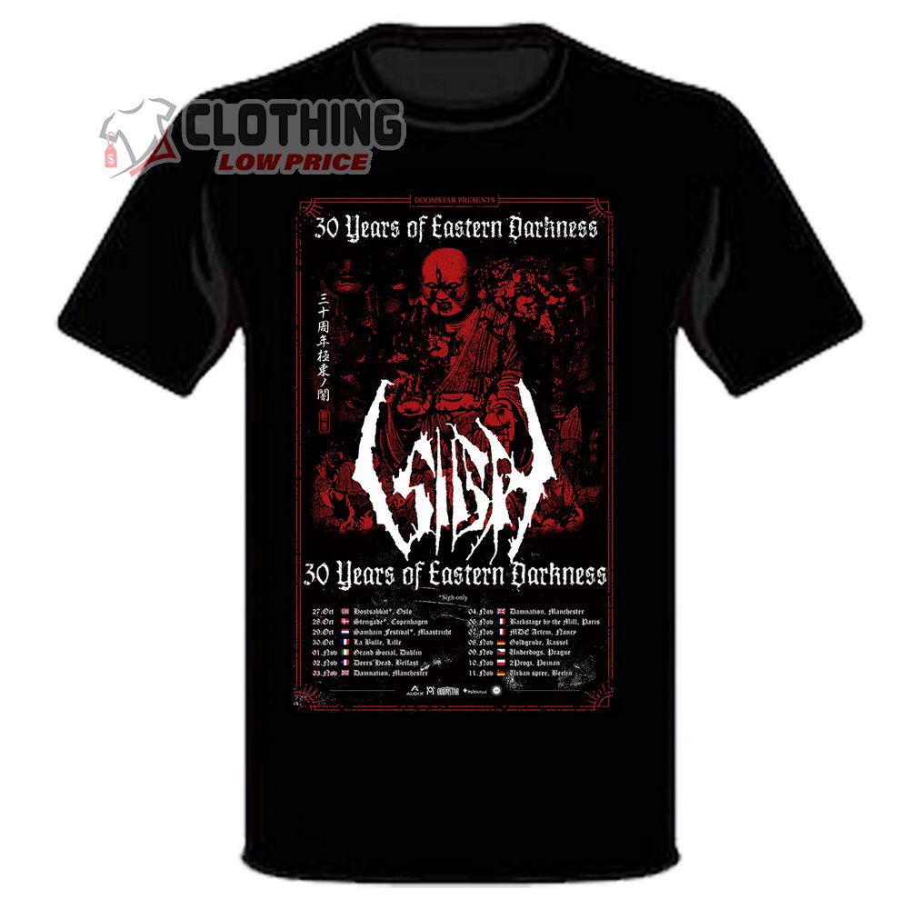 Sigh Tour 2023 Dates And Setlist Merch, Sigh 30 Years Of Eastern Darkness Tour T-Shirt