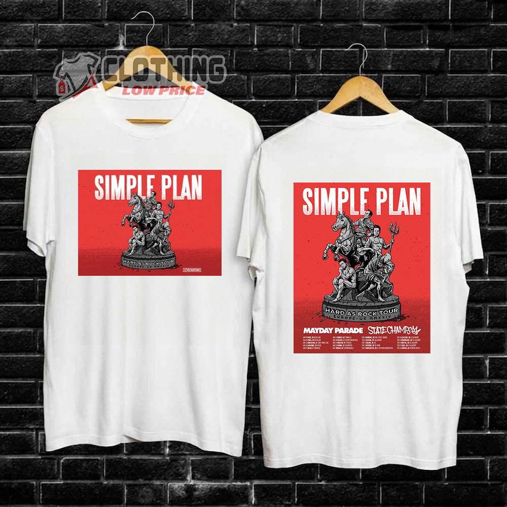 Simple Plan World Tour 2024 Setlist Tickets Merch, Simple Plan Hard As Rock Tour Tee, Simple Plan UK Tour 2024 Shirt, Simple Plan UK And European Tour With State Champs, Mayday Parade T-Shirt