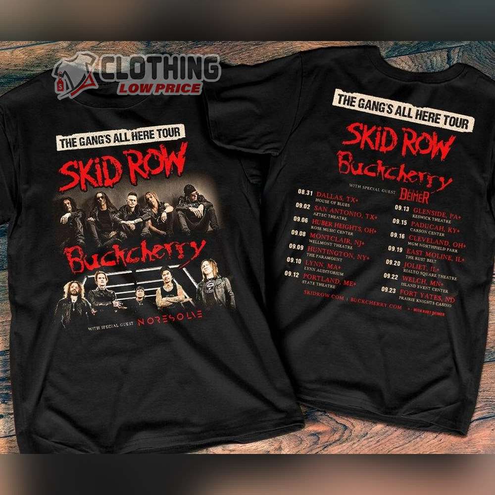 Skid Row Buckcherry The Gang's All Here Us Spring Tour 2023 Shirt, Skid Row Tour 2023 T-Shirt, Buckcherry Tour Merch