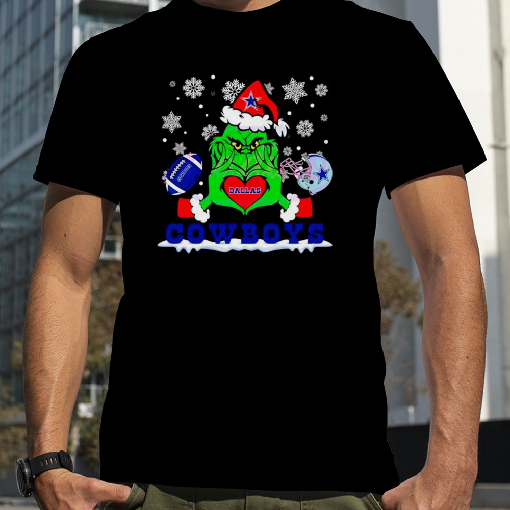 Grinch love Dallas Cowboys football helmet shirt