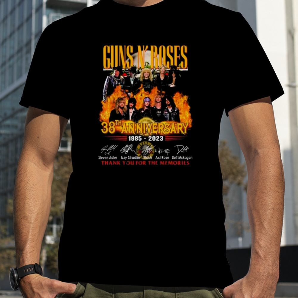 Guns N’ Roses 38th Anniversary 1985 2023 Thank You For The Memories Signatures T-Shirt