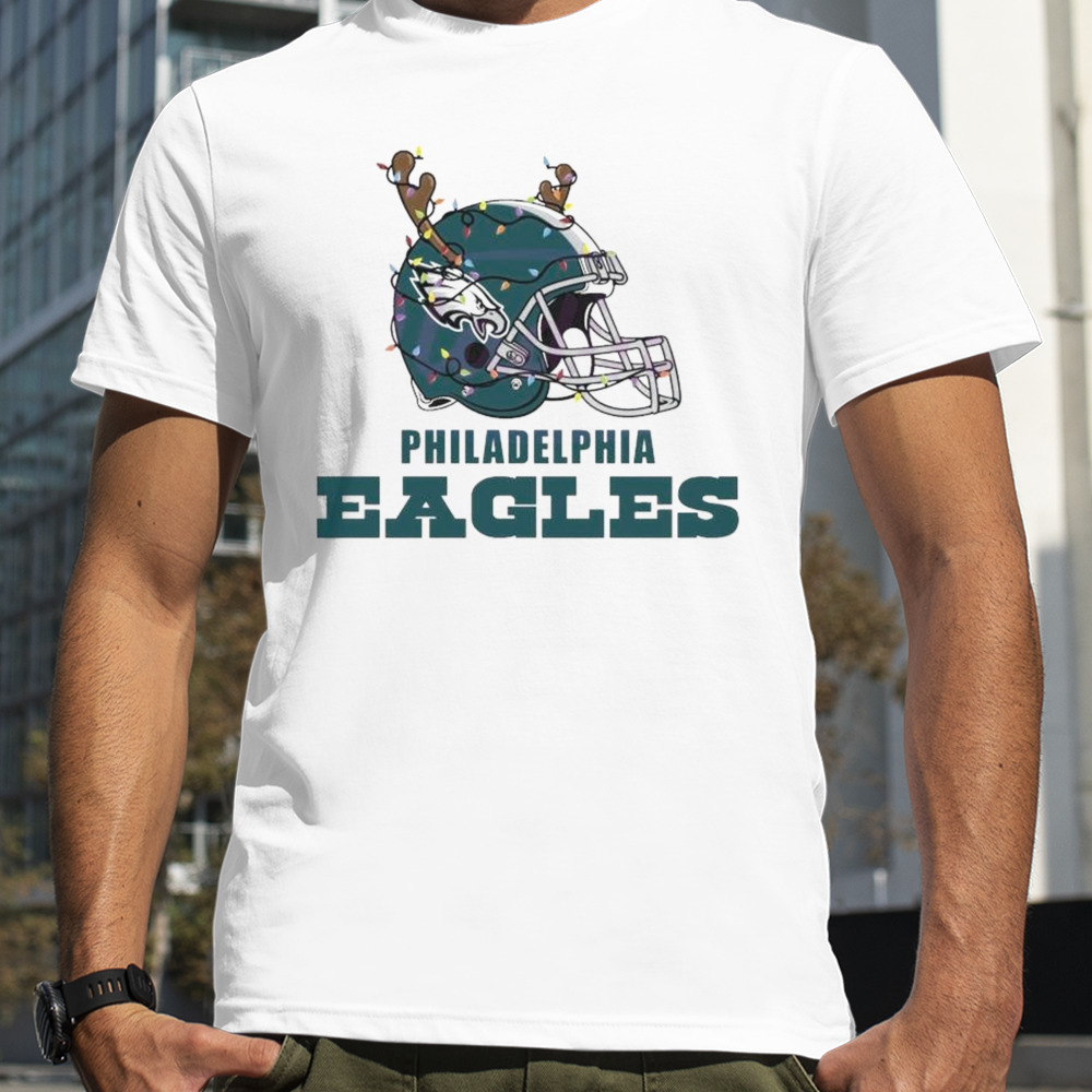 Philadelphia Eagles Helmet Deer Antlers Christmas T-shirt