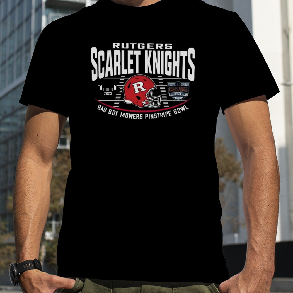 Rutgers Scarlet Knights Red 2023 Bad Boy Mowers Pinstripe Bowl Helmet T-shirt