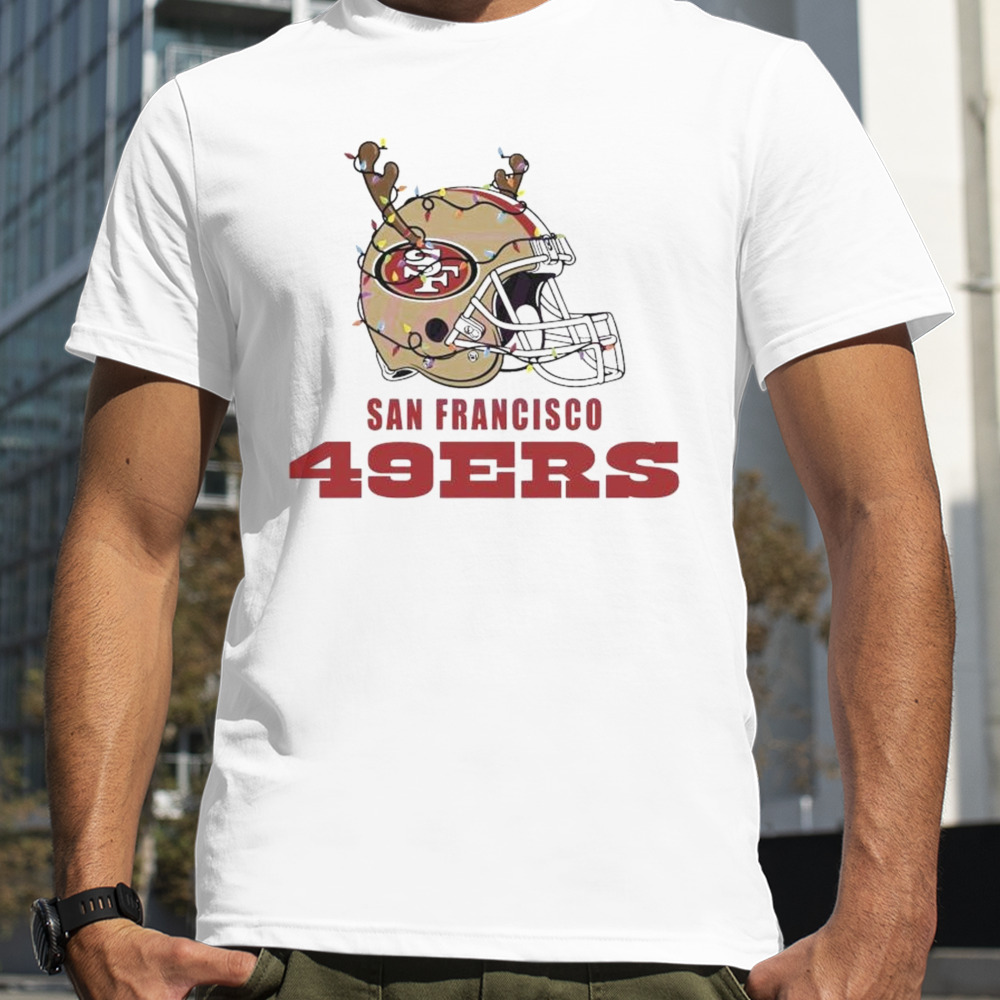 San Francisco 49ers Helmet Deer Antlers Christmas T-shirt