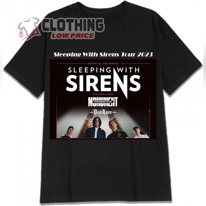 Sleeping With Sirens And Dead American Tour 2023 T- Shirt, Sleeping With Sirens Setlist 2023 Merch, Sleeping With Sirens Members Shirt