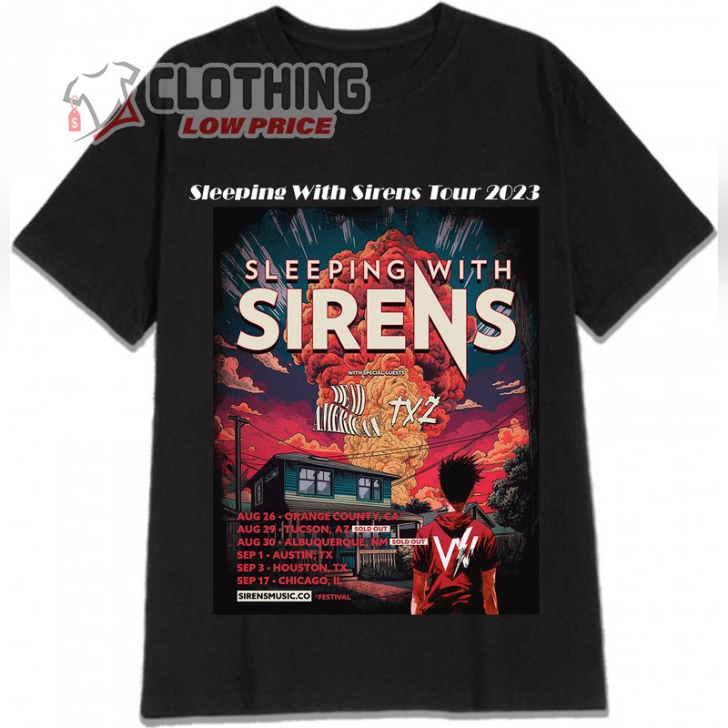 Sleeping With Sirens Announce New Tour Dates T- Shirt, Sleeping With Sirens Setlist 2023 T- Shirt, Sleeping With Sirens Concerts Tour Songs Merch