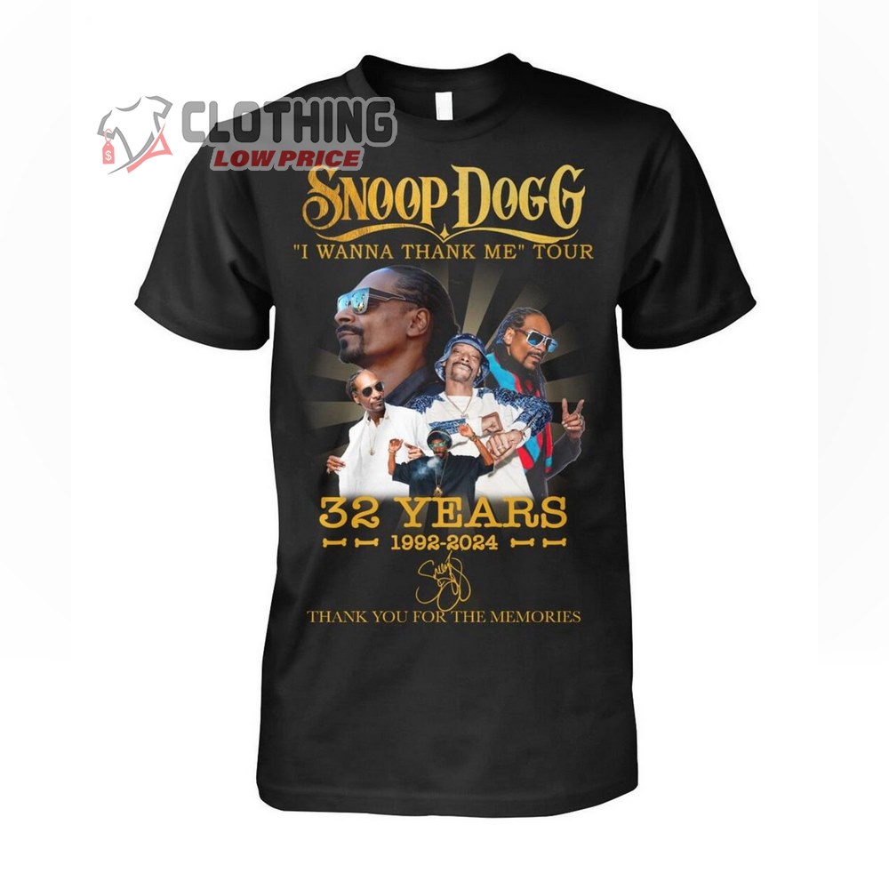 Snoop Dogg I Wanna Thank Me Tour 32 Years 1992 - 2024 Thank You For The Memories Signature T-Shirt