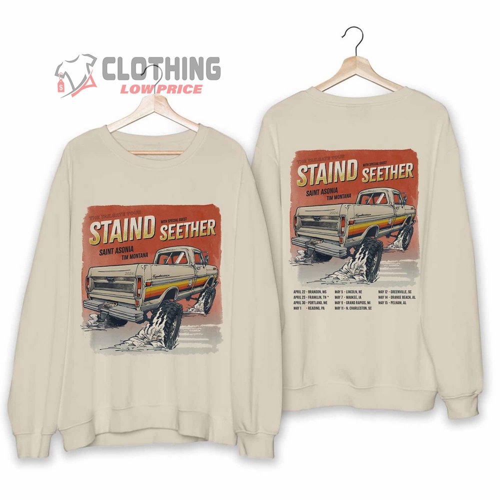 Staind And Seether Tour 2024 Merch, Staind Fan Club Sweatshirt, Staind
