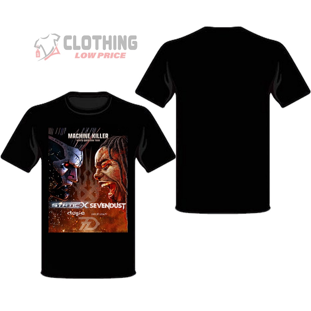 Static-X, Fear Factory, Dope North American Tour 2023 Merch, Static-X, Sevendust And Dope Announce Fall 2023 T-Shirt, Sevendust Tickets, 2023 Concert Tour Dates Ticketmaster CA T-Shirt