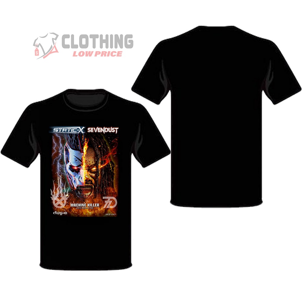 Static-X Sevendust Announce 2024 North American Tour T-Shirt, Static-X Announce Second Leg Of Machine Killer North American Tour With Sevendust Sweatshirt, Sevendust Static-X Setlist T-Shirt