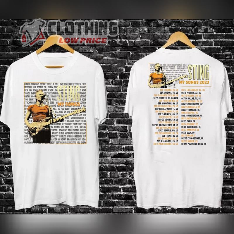 Sting My Songs 2023 Tour T- Shirt, Sting Concert Schedule 2023, Sting Tour Dates 2023 Merch