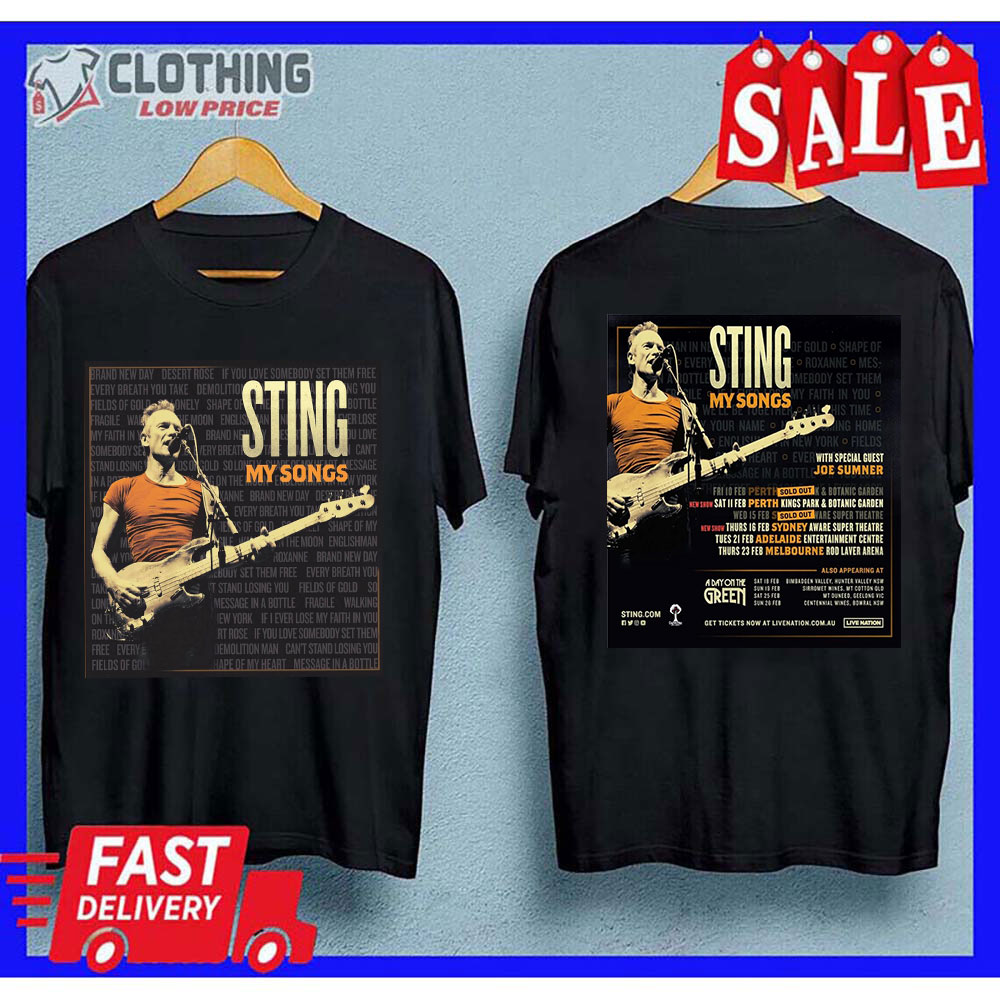 Sting My Songs Australia Tour 2023 Merch, Sting Tour Dates 2023 Australia Tee, Sting Concert 2023 T-Shirt