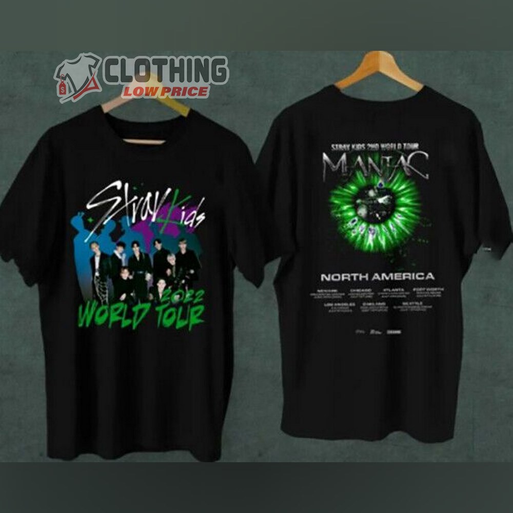 Stray Kids World Tour 2022 Merch, Stray Kids 2Nd World Tour Maniac North America T-Shirt