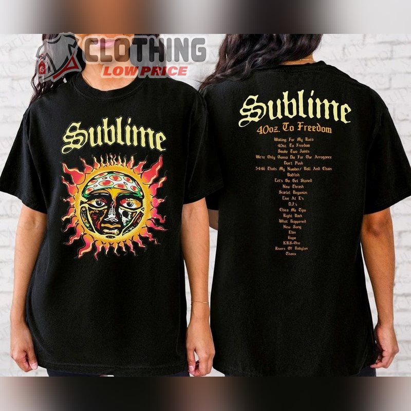 Sublime 40 Oz. To Freedom Tour T- Shirt, Sublime Band Shirt, Sublime Tour Shirt, Sublime With Rome Concert Shirt