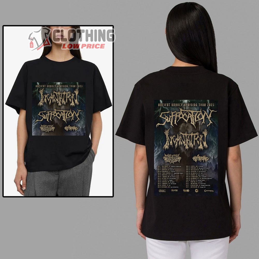 Suffocation & Incantation North American Tour Merch, Ancient Unholy Uprising Tour 2023 Shirt, Suffocation and Incantation Announce Fall 2023 Tour T-Shirt