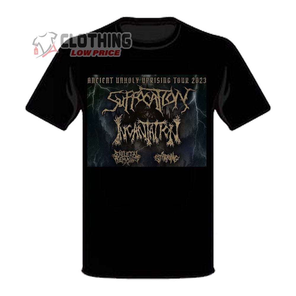 Suffocation And Incantation Tour 2023 Merch, Suffocation Tour 2023 Poster T-Shirt