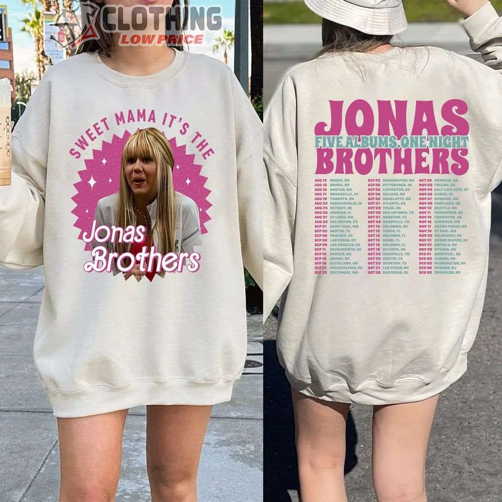 Sweet Mama It's The Jonas Brothers Merch, Jonas Five Albums One Night Tour Shirt, Jonas Brothers Tour Dates 2023 T-Shirt