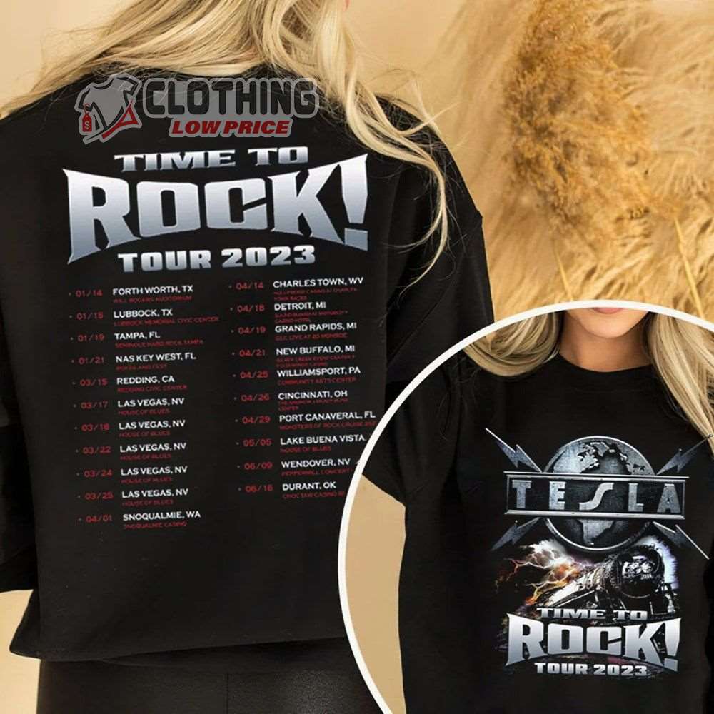 Tesla Time To Rock Tour 2023 Merch Tesla Rock Band 2023 Tour Shirt, Tesla Time To Rock Tour 2023 Setlist T-Shirt