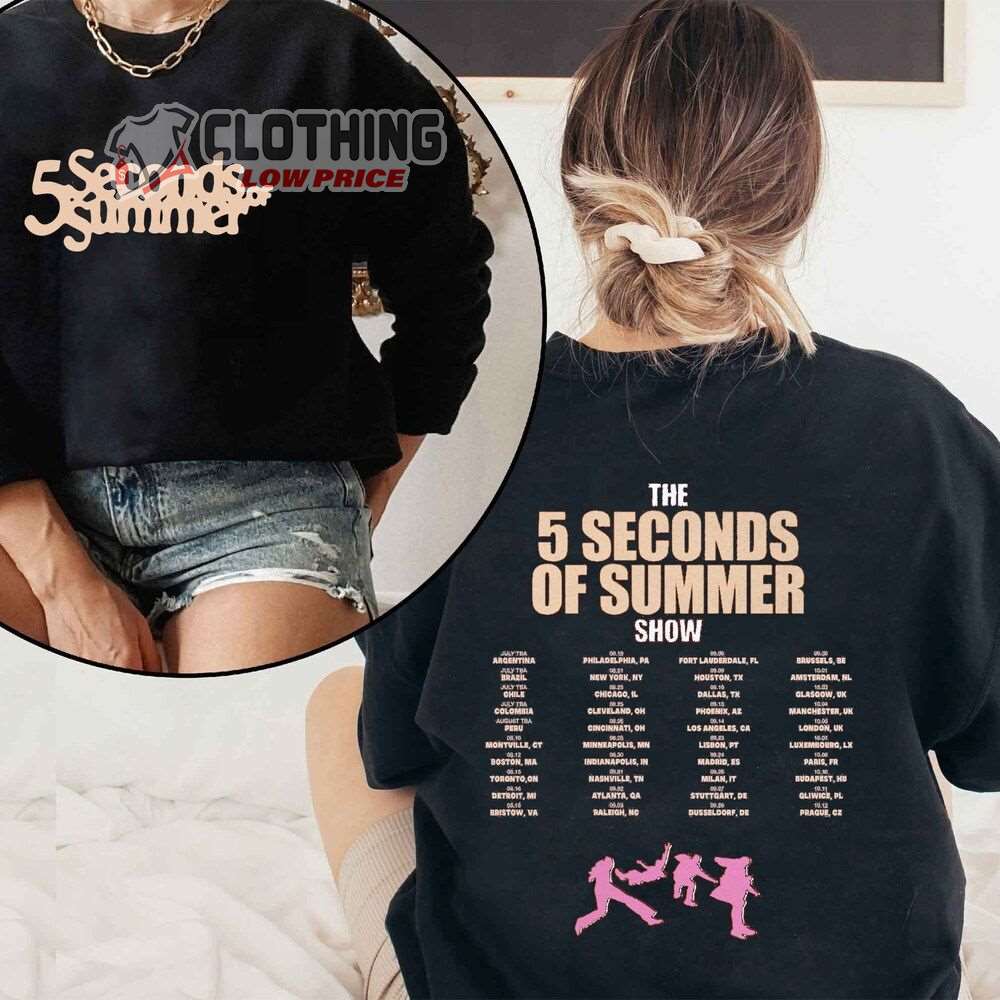 The 5 Seconds Of Summer Show 2023 Merch, Sos Tour 2023 Setlist Shirt, The 5 Seconds Of Summer Tour Dates 2023 T-Shirt