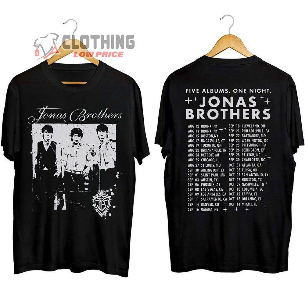 The Album Jonas Brothers 2023 Merch, Jonas Brothers Waffle House Shirt, Jonas Five Albums One Night Tour 2023 T-Shirt