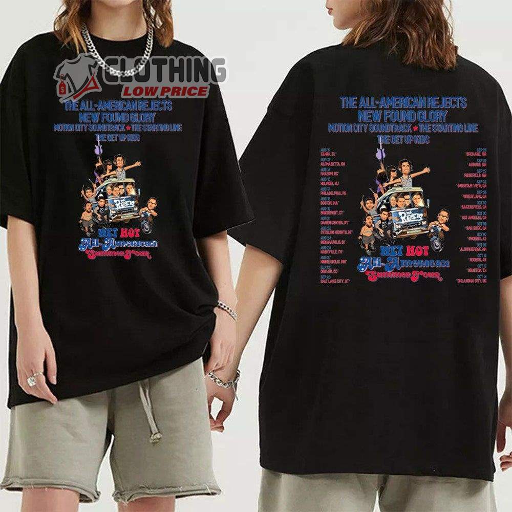 The All-American Rejects - Newfound Glory Tour 2023 Merch, Wet Hot All-American Summer Tour Shirt, The All-American Rejects - Newfound Glory Tour Dates 2023 T-Shirt