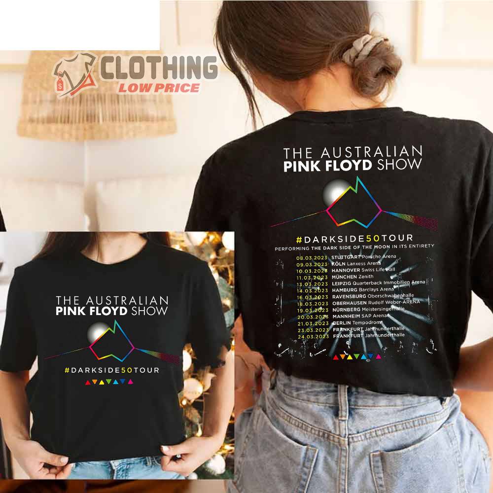 The Australian Pink Floyd Show Darkside 50 Tour 2023 Merch Pink Floyd Tour 2023 With Dates T-Shirt