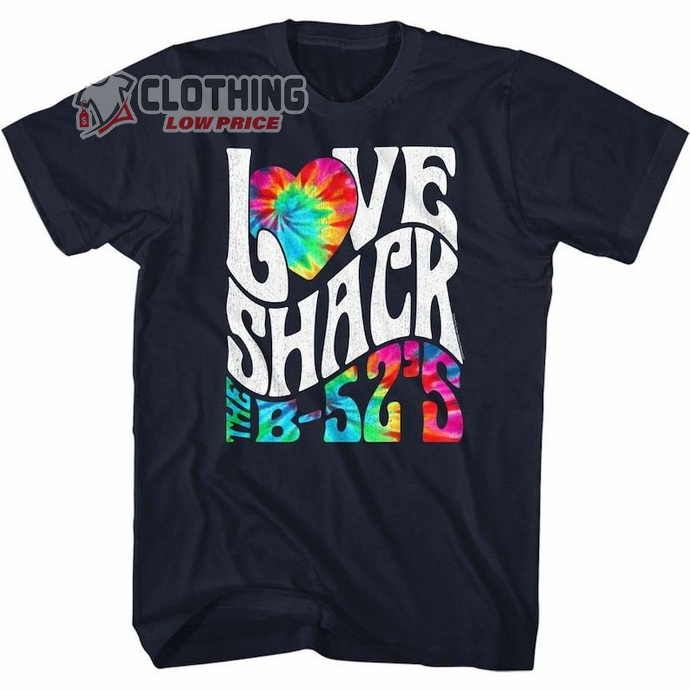 The B-52'S Love Shack Tie Dye Navy Adult T-Shirt, The B-52'S New Album Merch