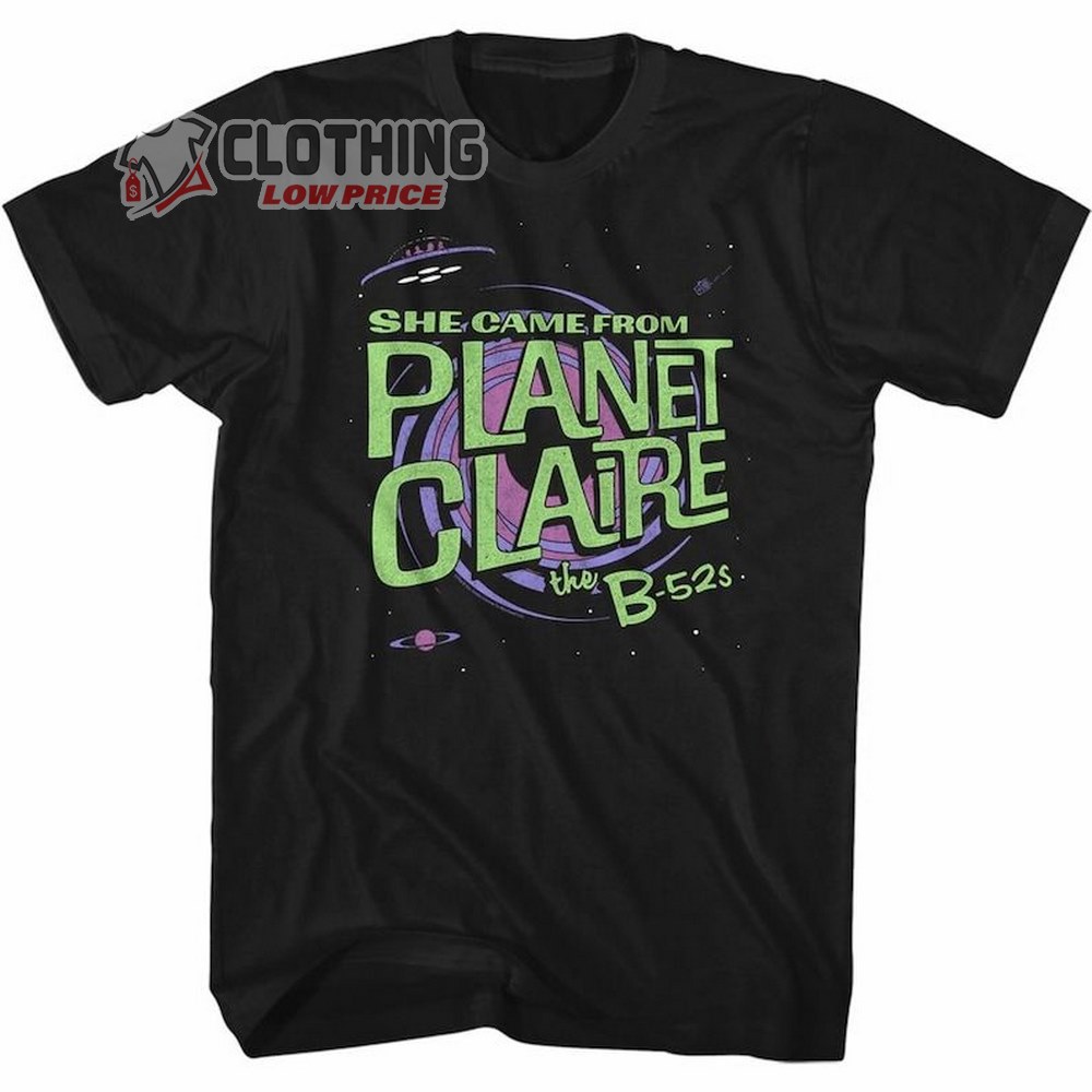 The B-52'S Planet Claire Black Adult T-Shirt, The B-52'S New Song Tee