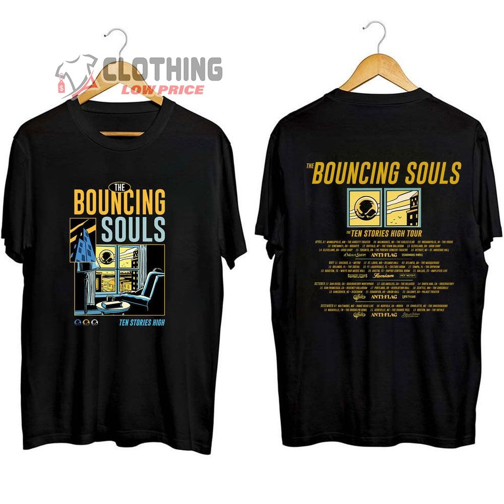 The Bouncing Souls 2023 Tour Dates Merch, The Bouncing Souls Ten Stories High Tour Shirt, The Bouncing Souls Fan Band T-Shirt