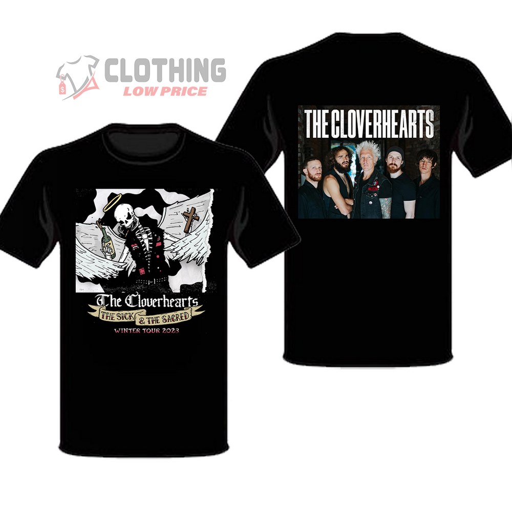 The Cloverhearts Winter EU Germany Tour 2023 Frankfurt Merch, The Cloverhearts Sick And Scared Skeleton Winter Tour T-Shirt