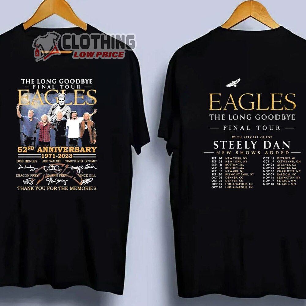 The Eagles The Long Goodbye Tour 2023 Merch, The Eagles Final Tour With Special Guest Steely Dan Shirt, The Eagles New Shows Added T-Shirt