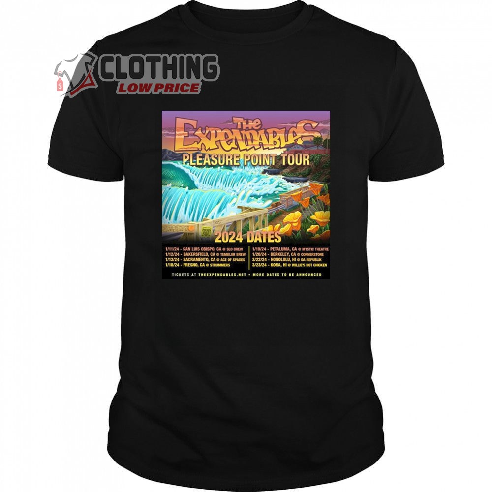 The Expendables 2024 Dates Merch, The Expendables Pleasure Point Tour Tickets T-Shirt