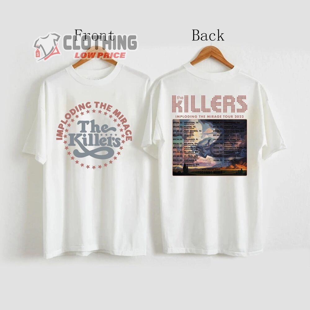 The Killers Imploding The Mirage Tour Merch, The Killers Tour 2022 NY, Boston Setlist T-Shirt