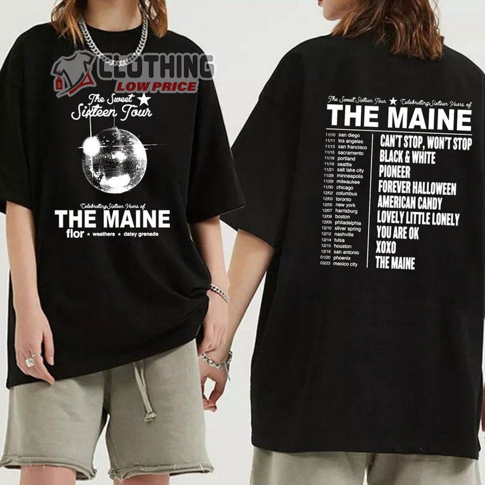 The Maine Tour Tour Dates Shirt, The Sweet Sixteen Tour Setlists 2023 Merch, The Maine Band T-Shirt, The Maine Concert Shirt, The Maine Tee