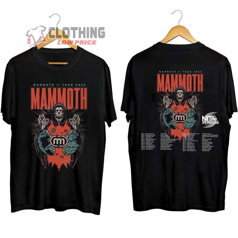 The Mammoth II Tour With Nita Strauss 2023 Tour Merch, The Mammoth WVH Band Shirt, The Mammoth II Tour 2023 Tickets T-Shirt