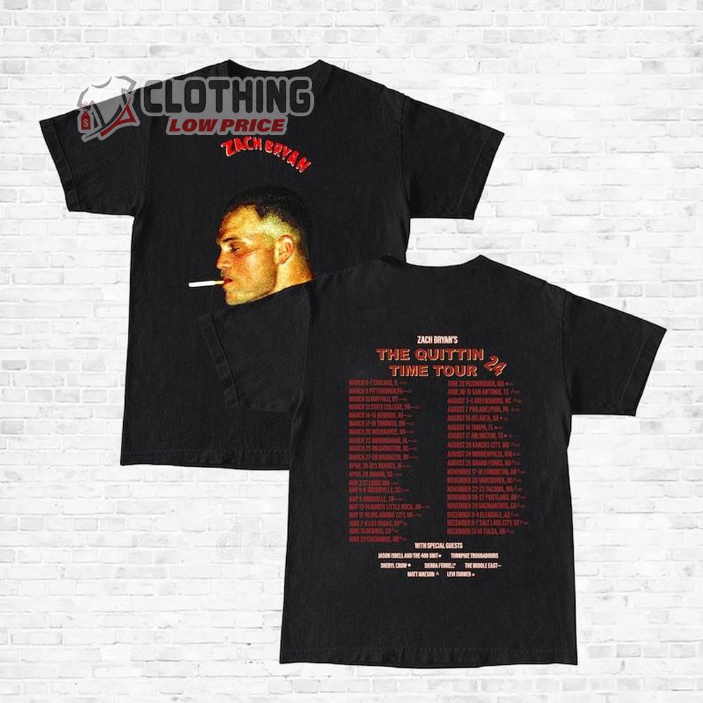 The Quittin Time Tour 2024 Zach Bryan New Album Merch, Vintage Zach Bryan American Heartbreak Shirt, Zach Bryan Western Country Music TShirt