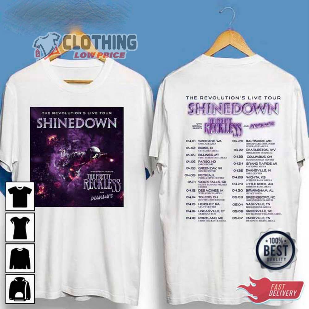 Limited Shinedown Music Shirt, Merch Vintage Revolutions Live Tour 2023  Tickets Album Planet Zero Graphic Tee 90s Y2K Gi