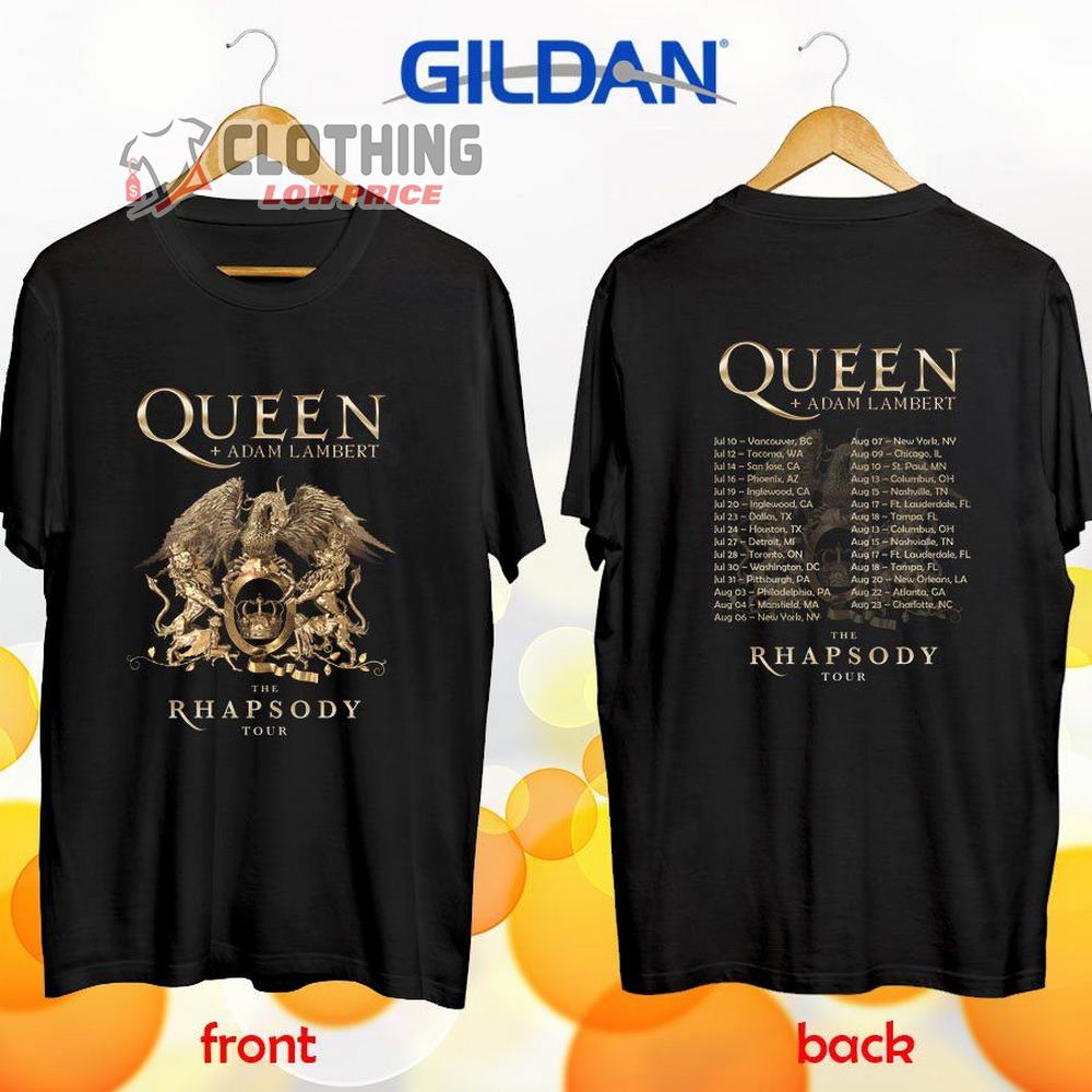 The Rhapsody Tour Queen + Adam Lambert Music 2023 T-Shirt, Queen + Adam Lambert 2023 Tour Merch