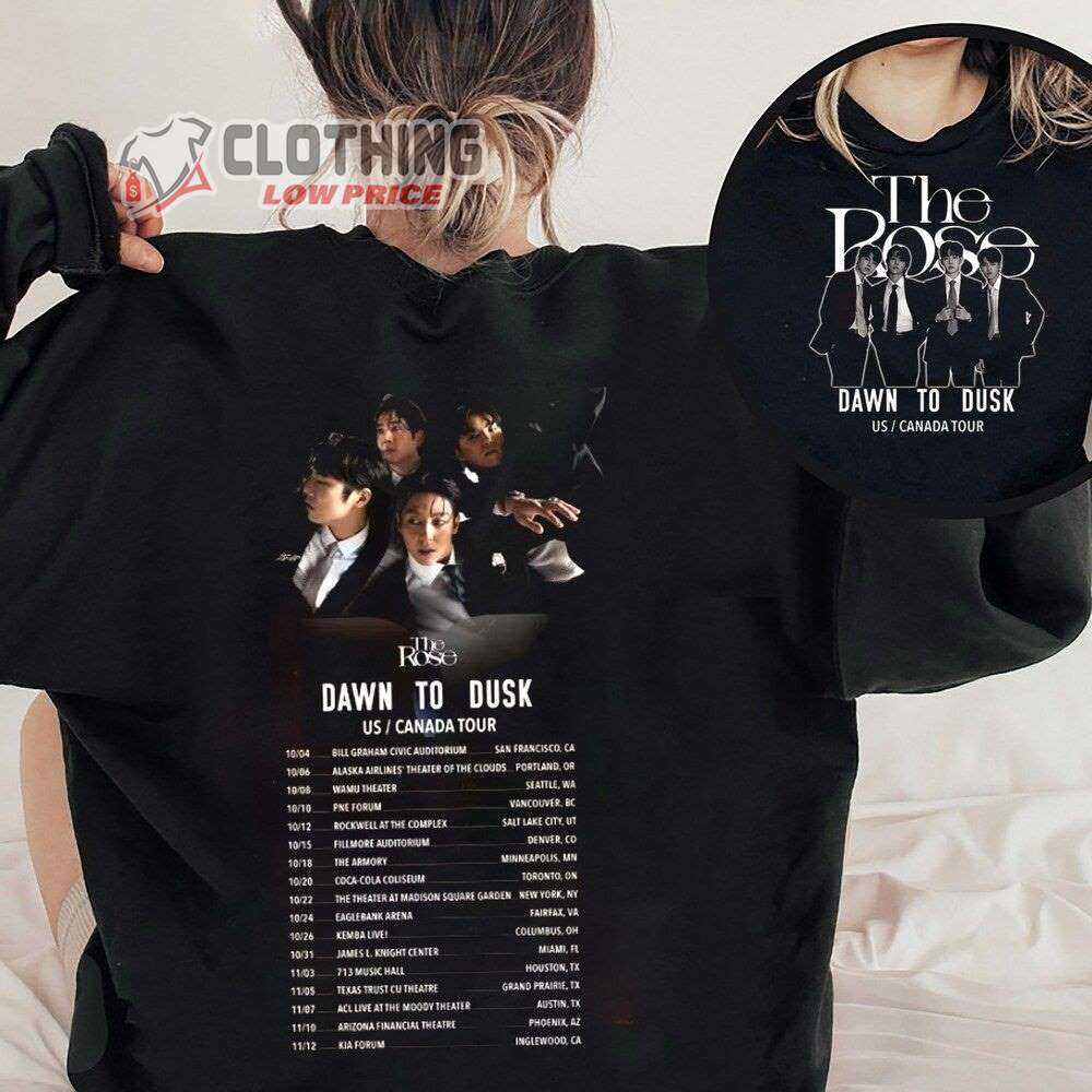 The Rose World Tour 2023 US - Canada Merch, Dawn To Dusk Tour 2023 Shirt, Dual Rock Album The Rose Band Tour Dates 2023 T-Shirt