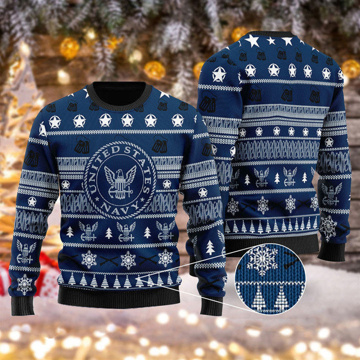 US Navy Christmas Sweater - Chow Down Movie Store