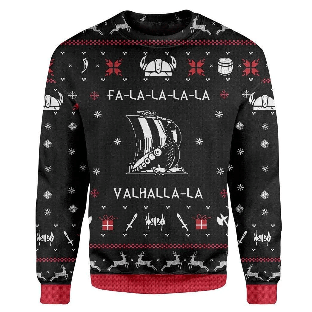 Valhalla Viking Ugly Christmas Sweater - Chow Down Movie Store