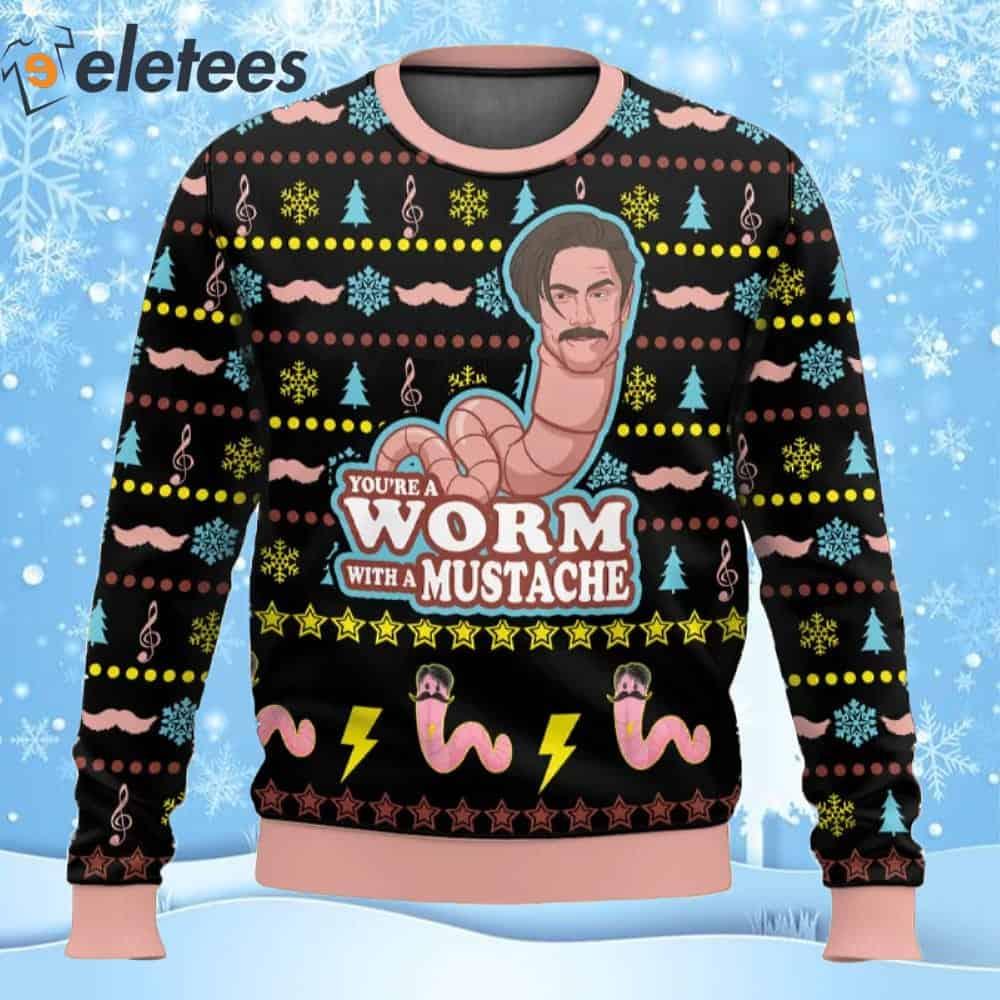 Vanderpump Rules Worm With A Mustache Funny James Kennedy Ugly Christmas Sweater