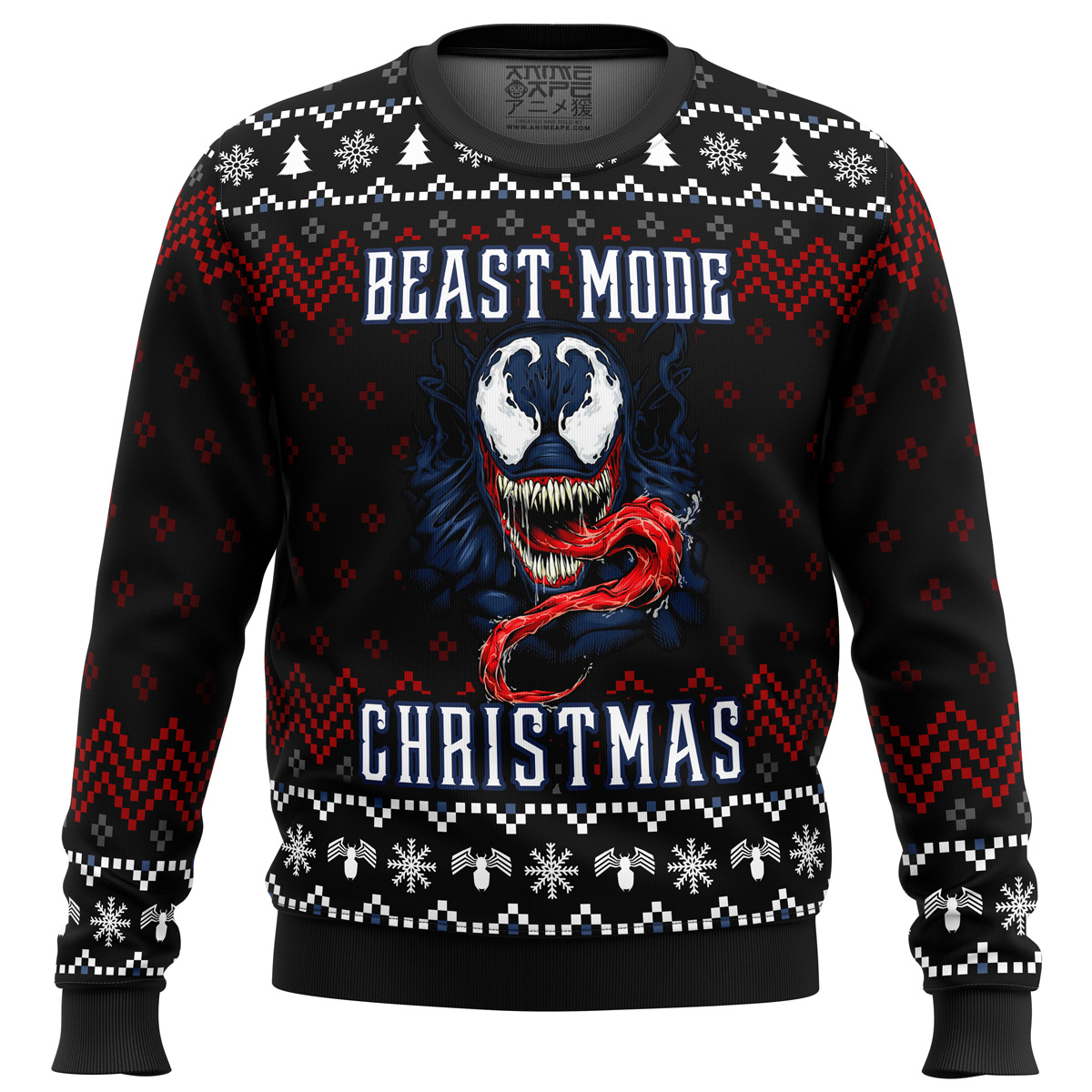 Venom Beast Mode Christmas Ugly Christmas Sweater - Chow Down Movie Store