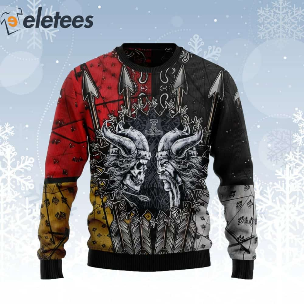 Viking Red Black Ugly Christmas Sweater