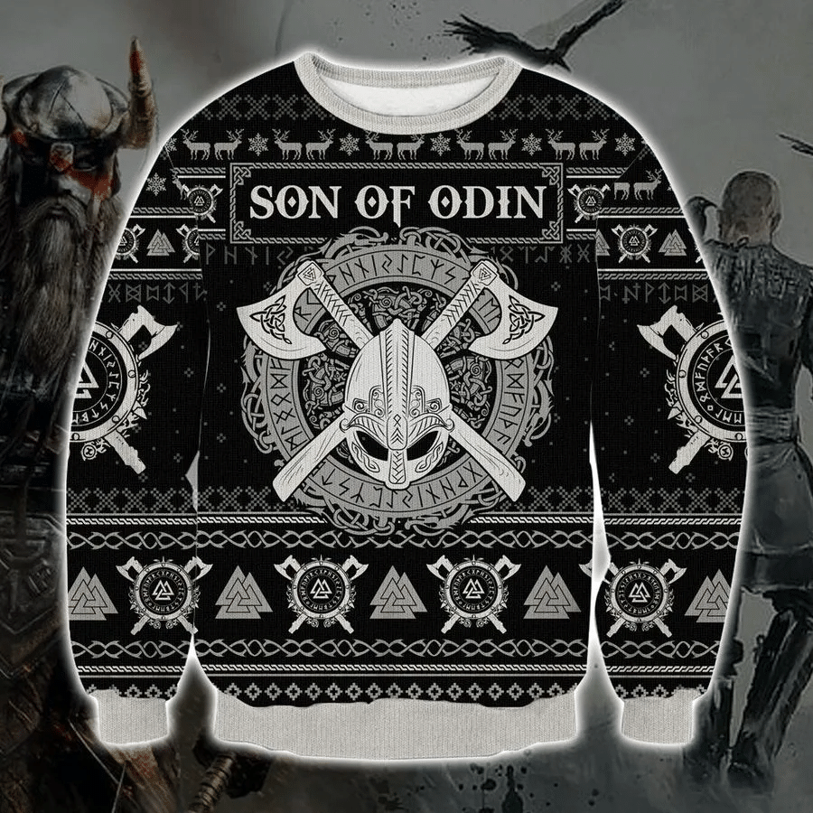 Viking Son Of Odin Ugly Christmas Sweater - Chow Down Movie Store