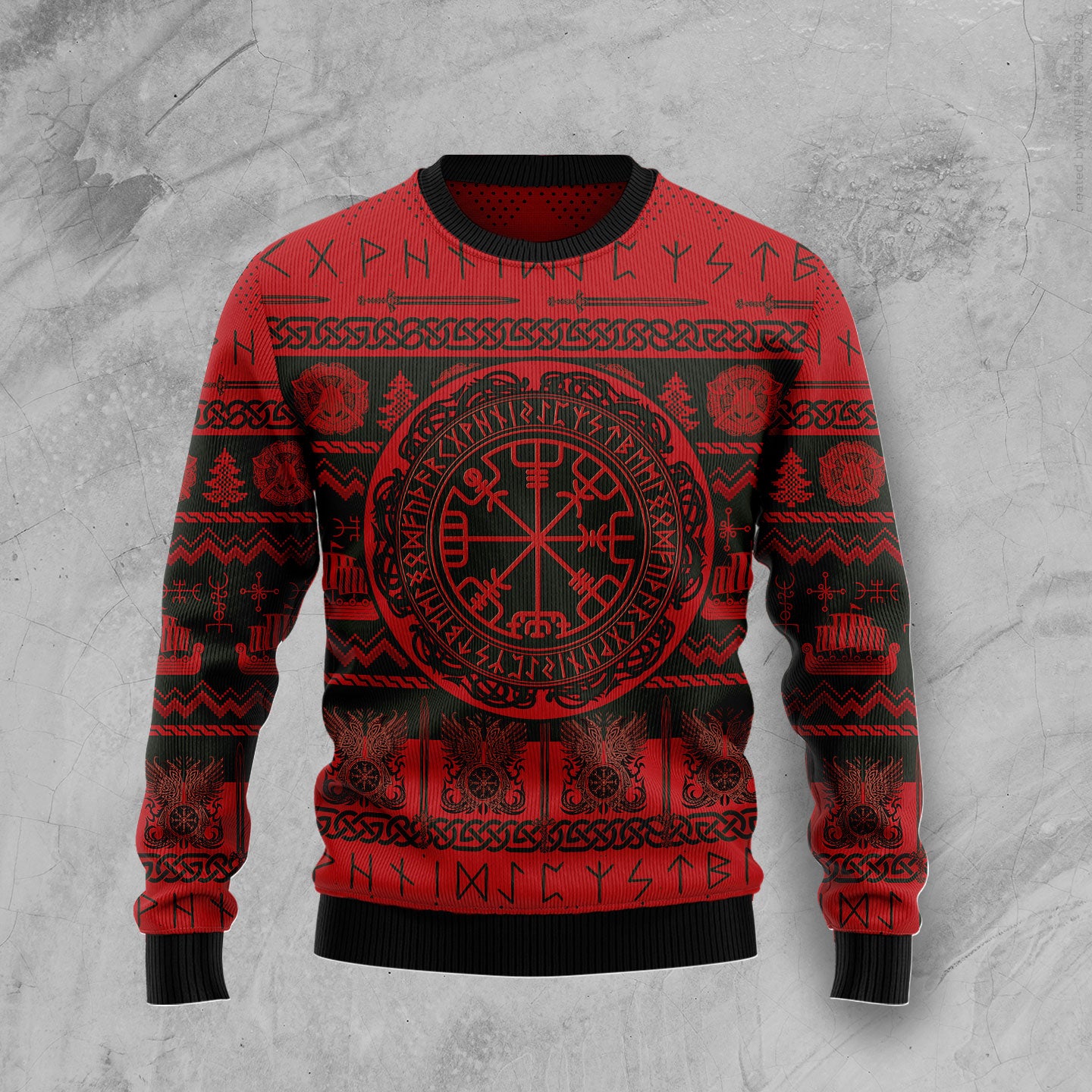 Viking Vegvisir - Ugly Christmas Sweater - Chow Down Movie Store